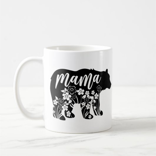 Mama Bear Blume T - Shirt Kaffeetasse (Links)