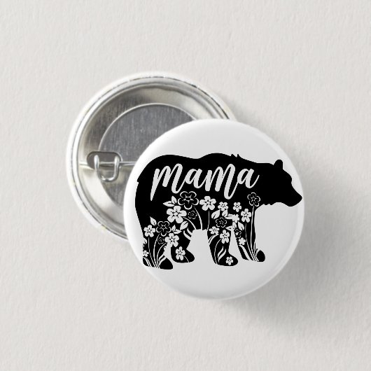 Mama Bear Blume T - Shirt Throw Pillow Magnet Keyc Button (Vorne & Hinten)