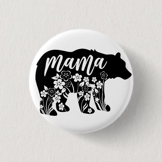 Mama Bear Blume T - Shirt Throw Pillow Magnet Keyc Button (Vorderseite)