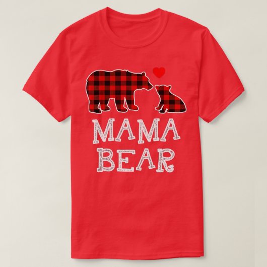 Mama Bear Buffalo Kariert Weihnachtsfamilie Pajama T-Shirt (Design vorne)
