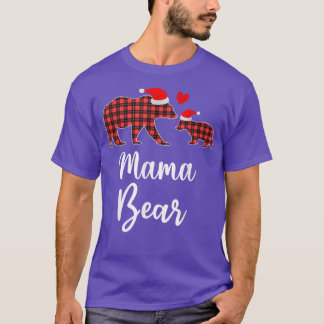 Mama Bear Buffalo Karierte Weihnachtsbaumfamilie T-Shirt