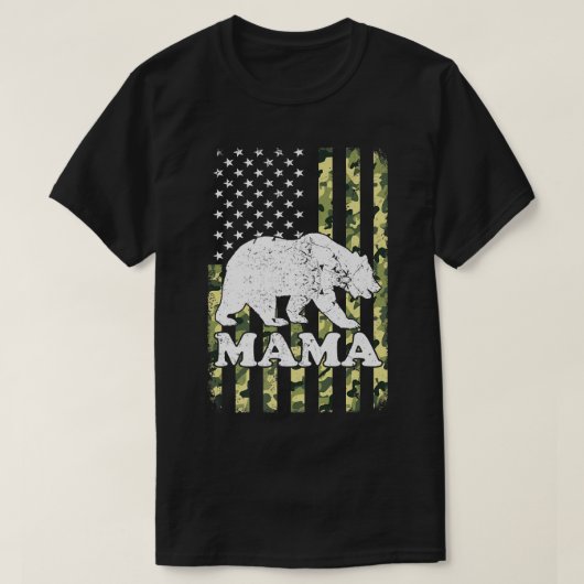 Mama Bear Camping Wandern Camouflage USA Amerikani T-Shirt (Design vorne)