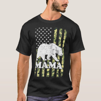 Mama Bear Camping Wandern Camouflage USA Amerikani T-Shirt