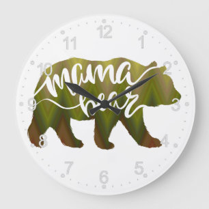 Mama  bear  - Choose background color Große Wanduhr