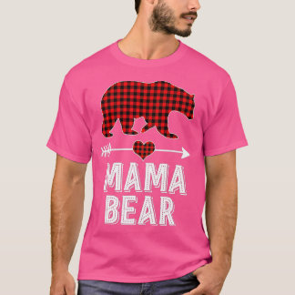 Mama Bear Christmas Pajama Red Buffalo Kariert Fam T-Shirt
