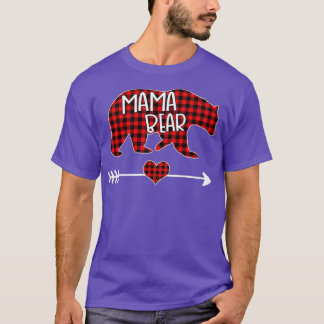 Mama Bear Christmas Pajama Red Buffalo Kariert Fam T-Shirt