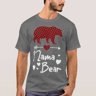 Mama Bear Christmas Pajama Red Buffalo Kariert Fam T-Shirt