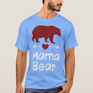 Mama Bear Christmas Pajama Red Buffalo Kariert Fam T-Shirt
