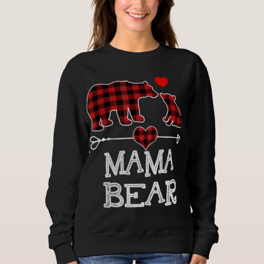 Mama Bear Christmas Pajama Red Kariert Buffalo Fam Sweatshirt (Vorderseite)