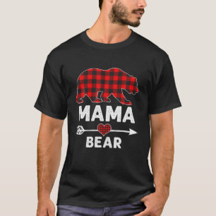 Mama Bear Christmas Pajama Red Kariert Buffalo Fam T-Shirt