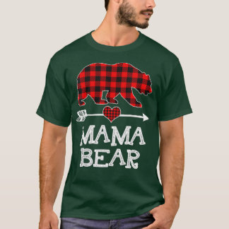 Mama Bear Christmas Pajama Red Kariert Buffalo Fam T-Shirt
