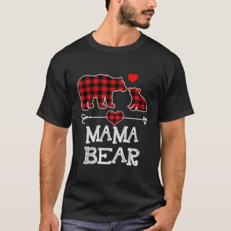 Mama Bear Christmas Pajama Red Kariert Buffalo Fam T-Shirt