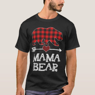 Mama Bear Christmas Pajama Red Kariert Buffalo Fam T-Shirt