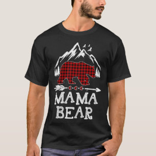 Mama Bear Christmas Pajama Red Kariert Buffalo Fam T-Shirt