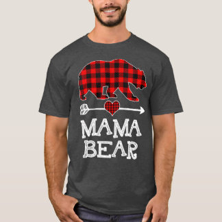 Mama Bear Christmas Pajama Red Kariert Buffalo Fam T-Shirt