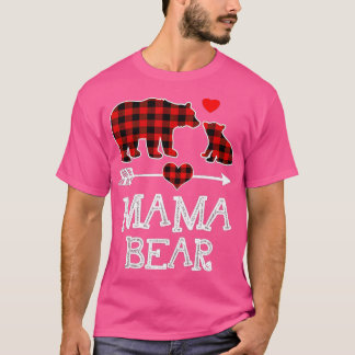 Mama Bear Christmas Pajama Red Kariert Buffalo Fam T-Shirt