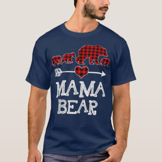 Mama Bear Christmas Pajama Red Kariert Buffalo Fam T-Shirt