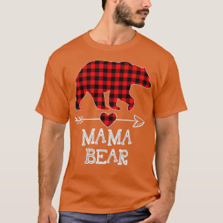 Mama Bear Christmas Pajama Red Kariert Buffalo Fam T-Shirt