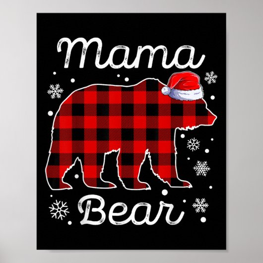 Mama Bear Christmas Pajamas Red Plaid Buffalo Fami Poster (Vorne)