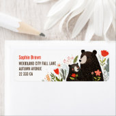Mama Bear& Cub Cute Animals Floral Return Address  (Insitu)
