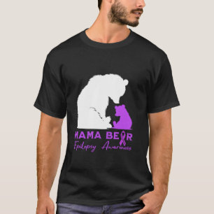 Mama Bear Epilepsy Awareness Lila Ribbon T-Shirt