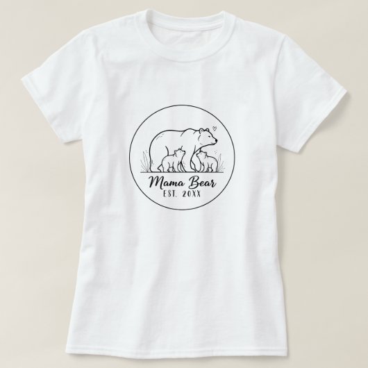 Mama Bear EST 2025 Circle Logo Line Art T-Shirt (Design vorne)