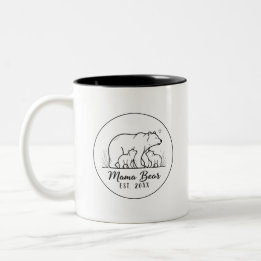 Mama Bear EST 2025 Circle Logo Line Art Zweifarbige Tasse