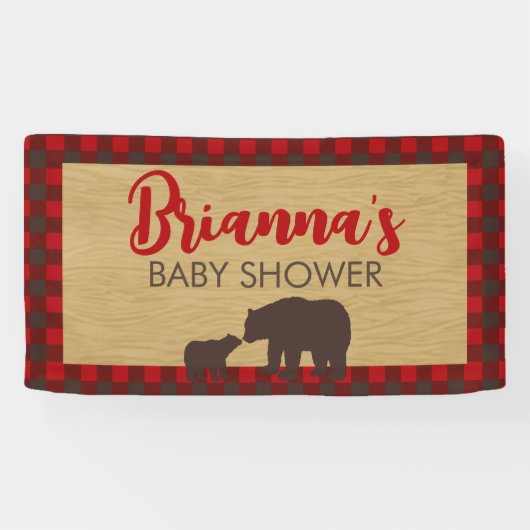 Mama Bear Flannel Baby Duschbanner Banner (Horizontal)