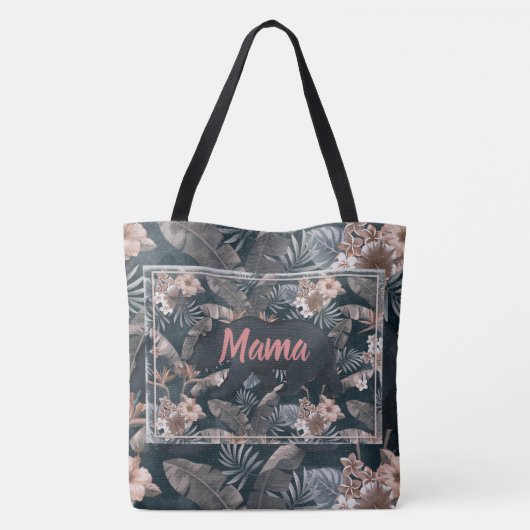 Mama Bear Floral Muster Pink Grau Tasche (Rückseite)