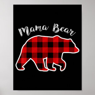 Mama Bear _ Frauen Rot Kariert Weihnachten Pyjama  Poster