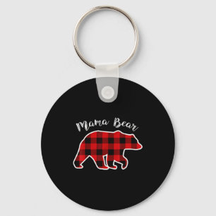 Mama Bear _ Frauen Rot Kariert Weihnachten Pyjama  Schlüsselanhänger