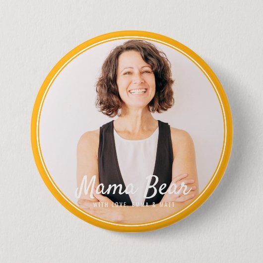 Mama Bear Gerahmt Modernes einfaches Foto Button (Vorderseite)