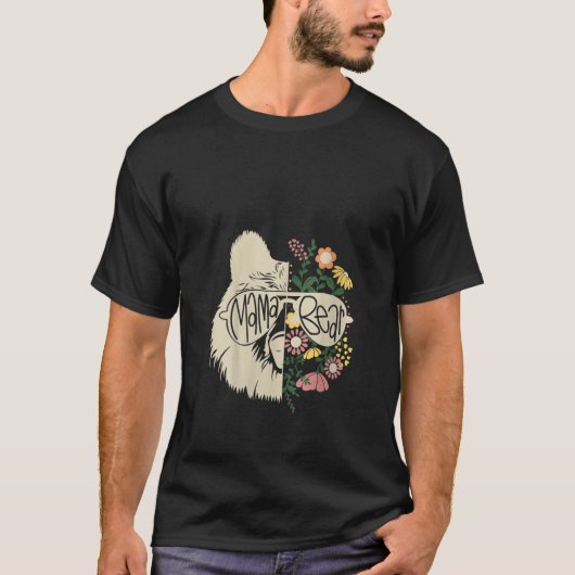 Mama Bear Halbbär Blume Hippie Mama T-Shirt (Vorderseite)