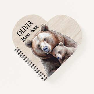 Mama Bear Heart-Shaped Personalized Notebook Notizblock