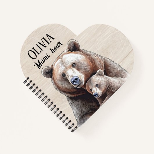 Mama Bear Heart-Shaped Personalized Notebook Notizblock (Vorderseite)