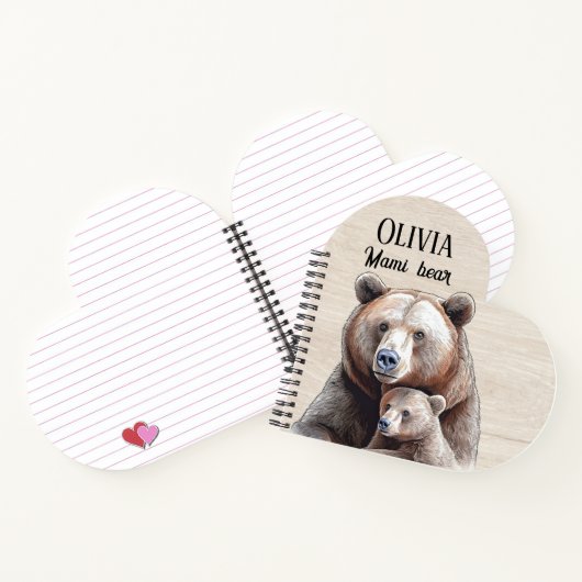 Mama Bear Heart-Shaped Personalized Notebook Notizblock (Innenseite)