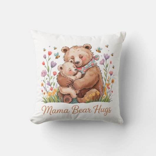 Mama Bear Hugs Kissen (Vorderseite)