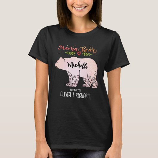 Mama Bear individuell Muttersprache Mama Bloral T-Shirt (Vorderseite)