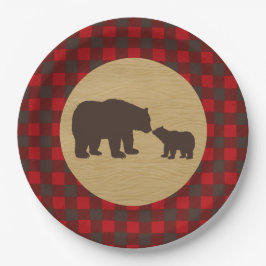 Mama Bear Kariert Lumberjack Flannel Papier Teller
