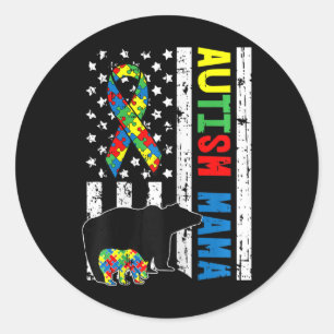 Mama Bear Matching Family Autism Awareness Geschen Runder Aufkleber