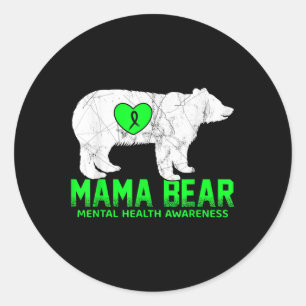 Mama Bear Mental Health Awareness Shirt for Women Runder Aufkleber