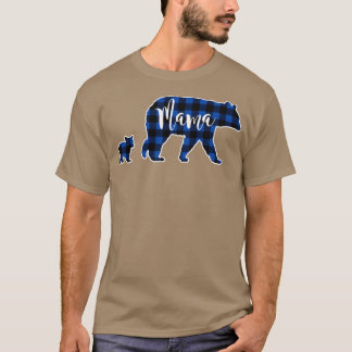Mama Bear mit 1 Cub Black Blue Buffalo Karo T-Shirt