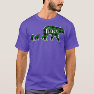 Mama Bear mit 2 Cubs Black Green Buffalo Chec T-Shirt
