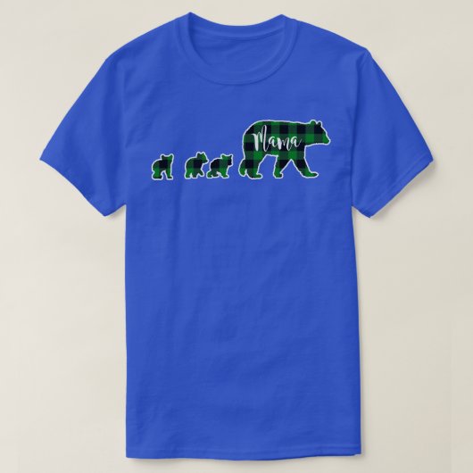 Mama Bear mit drei 3 Cubs Black Green Buffalo Ch T-Shirt (Design vorne)