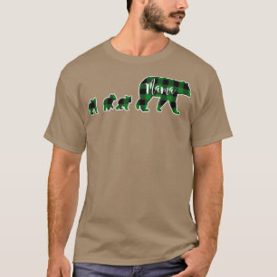 Mama Bear mit drei 3 Cubs Black Green Buffalo Ch T-Shirt