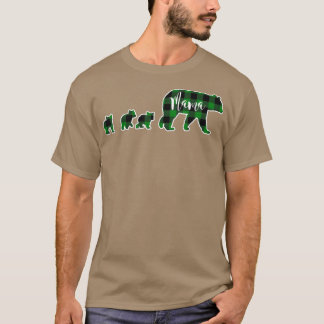 Mama Bear mit drei 3 Cubs Black Green Buffalo Ch T-Shirt