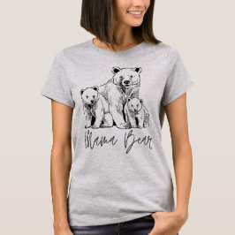 Mama Bear mit Zwei Cubs Sketch Art T - Shirt