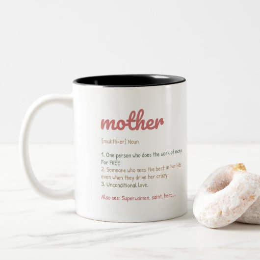 Mama Bear Mothers Day Zweifarbige Tasse (Mit Donut)