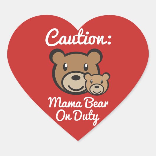 Mama Bear on Duty - Glossy Herz-Aufkleber (Vorderseite)