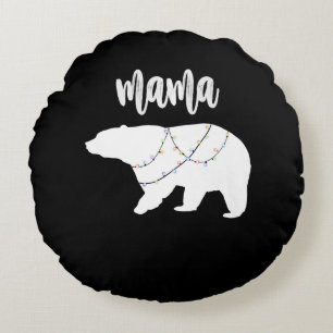 Mama Bear Polar Bärenkette Weihnachten Rundes Kissen